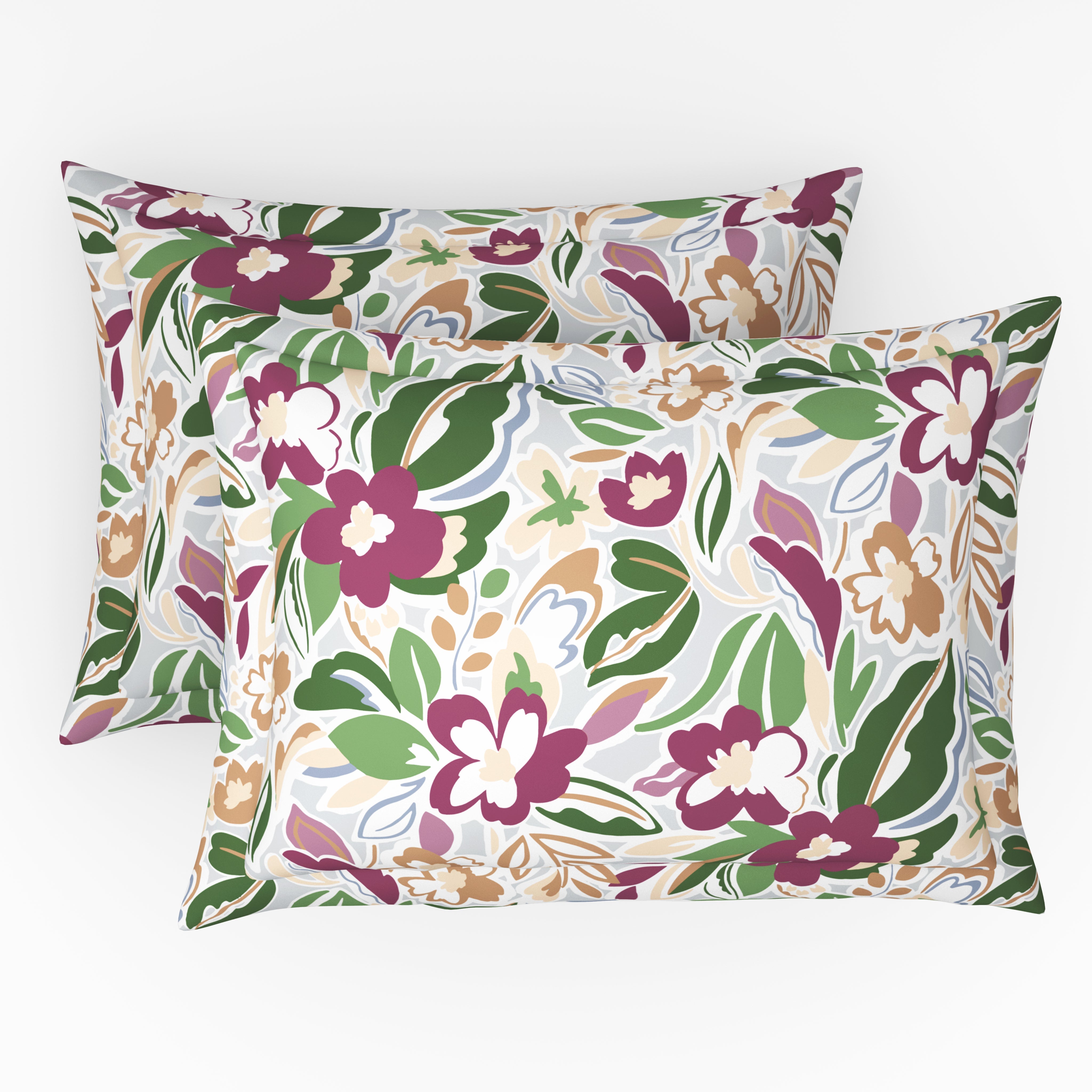 Comfort Collection, Tropical Garden | Printed Double Bedsheet Set | 120 TC Cotton - Berry Purple by Himeya