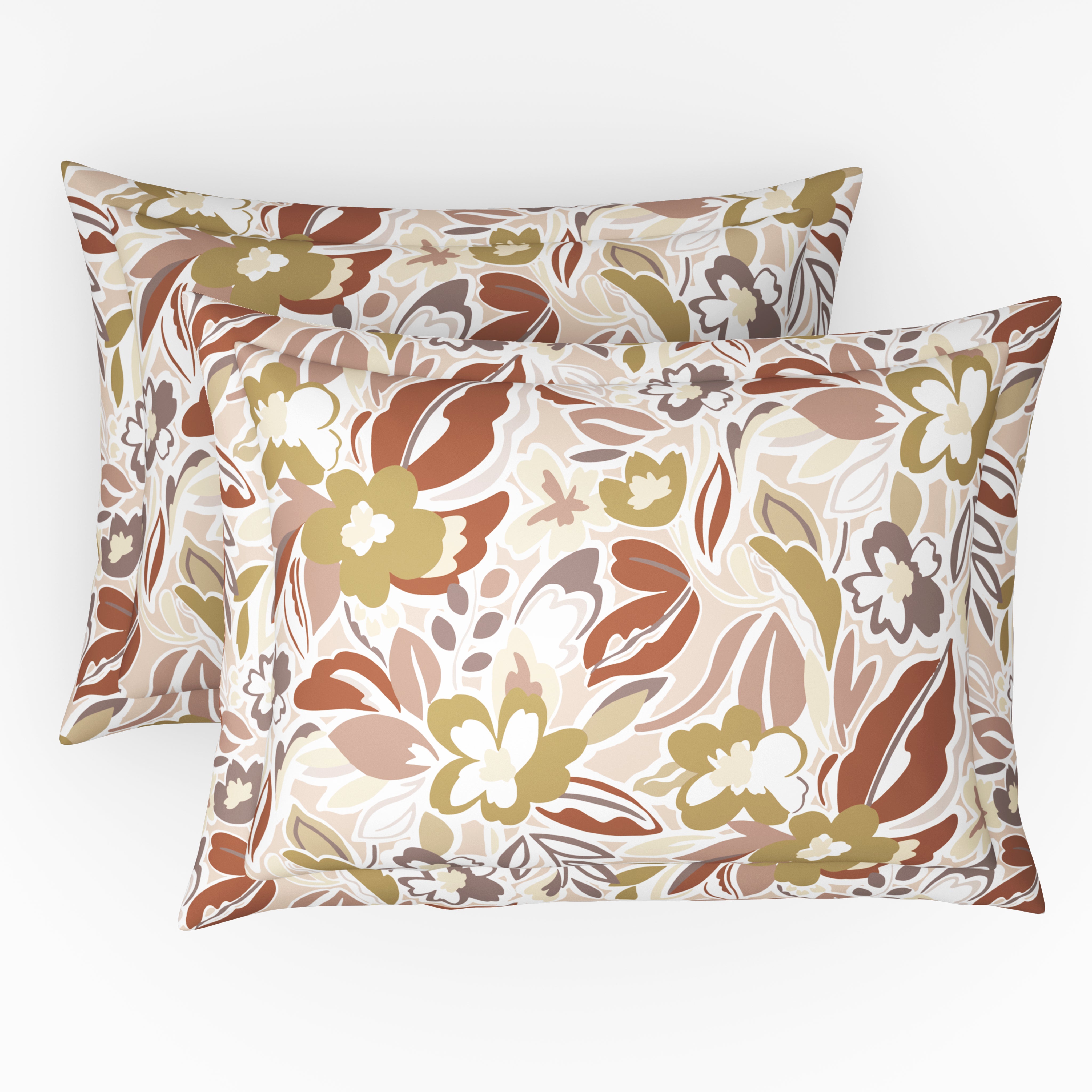 Comfort Collection, Tropical Garden | Printed King Bedsheet Set | 120 TC Cotton - Terracotta Peach by Himeya