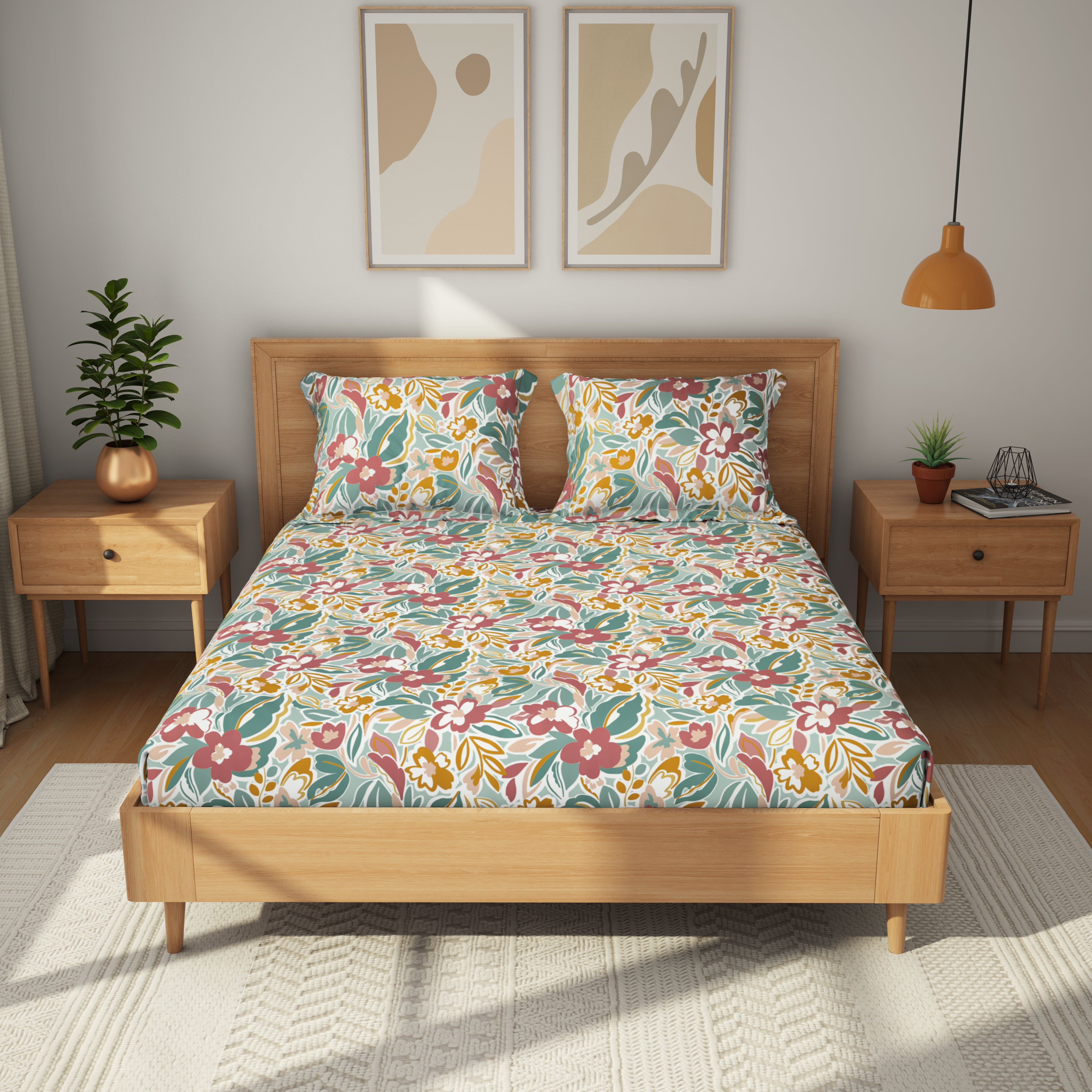 The Gifting Collection | King Bedsheet Set | 120 TC | Whimsy Bloom