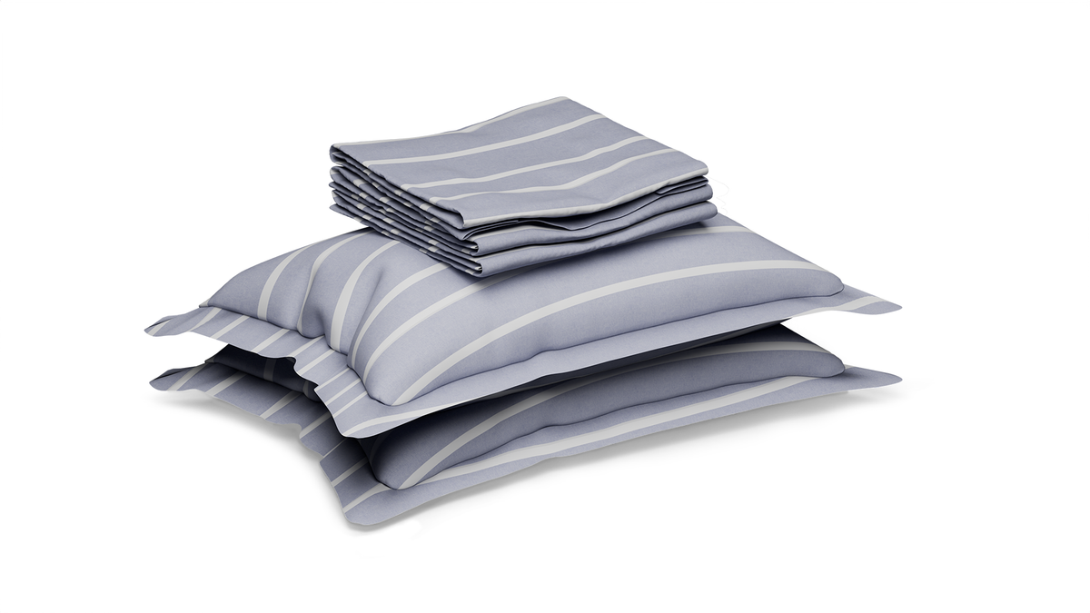 The Exclusive Collection | Printed Double Bedsheet Set | 144 TC Cotton | Chambary Stripe