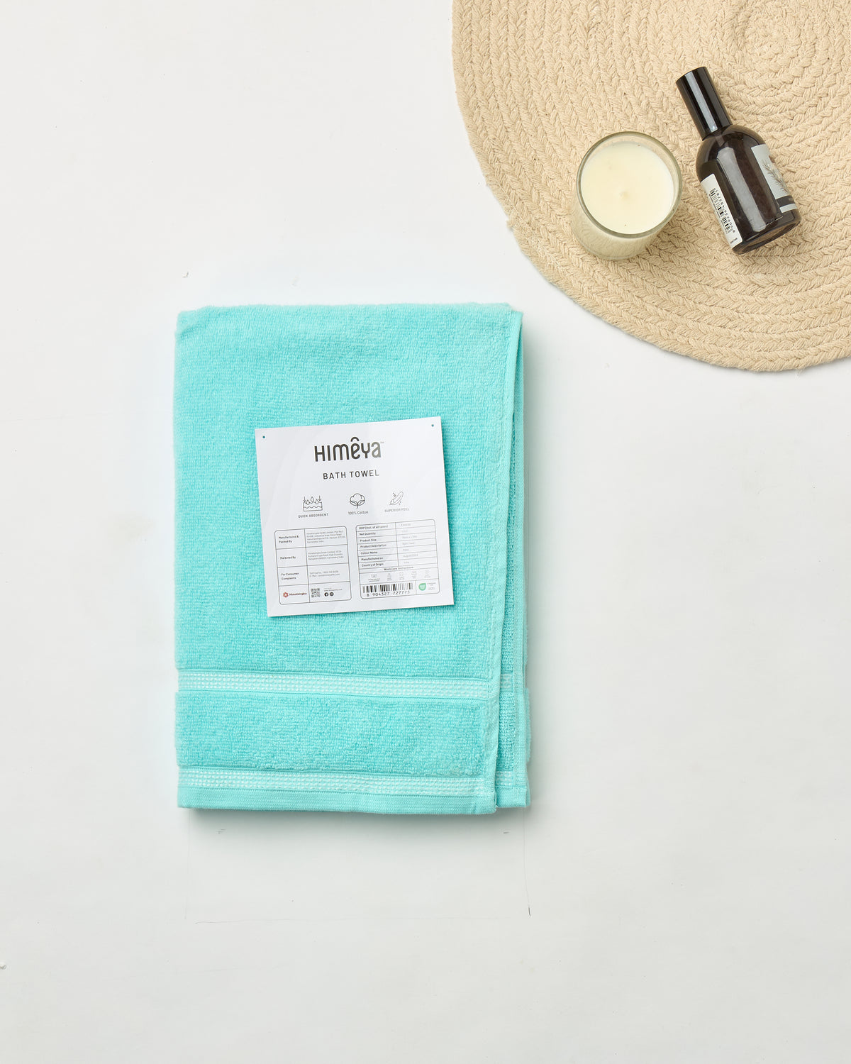 Zero Twist Cotton | Bath Towel (Pack of 2) | 350 GSM | Aqua