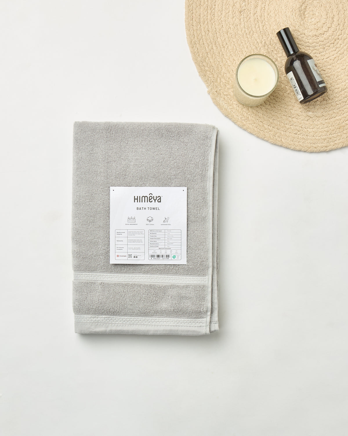 Zero Twist Cotton | Bath Towel (Pack of 2) | 350 GSM | Grey