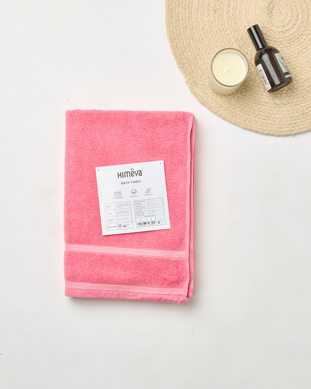 Zero Twist Cotton | Bath Towel (Pack of 2) | 350 GSM | Pink