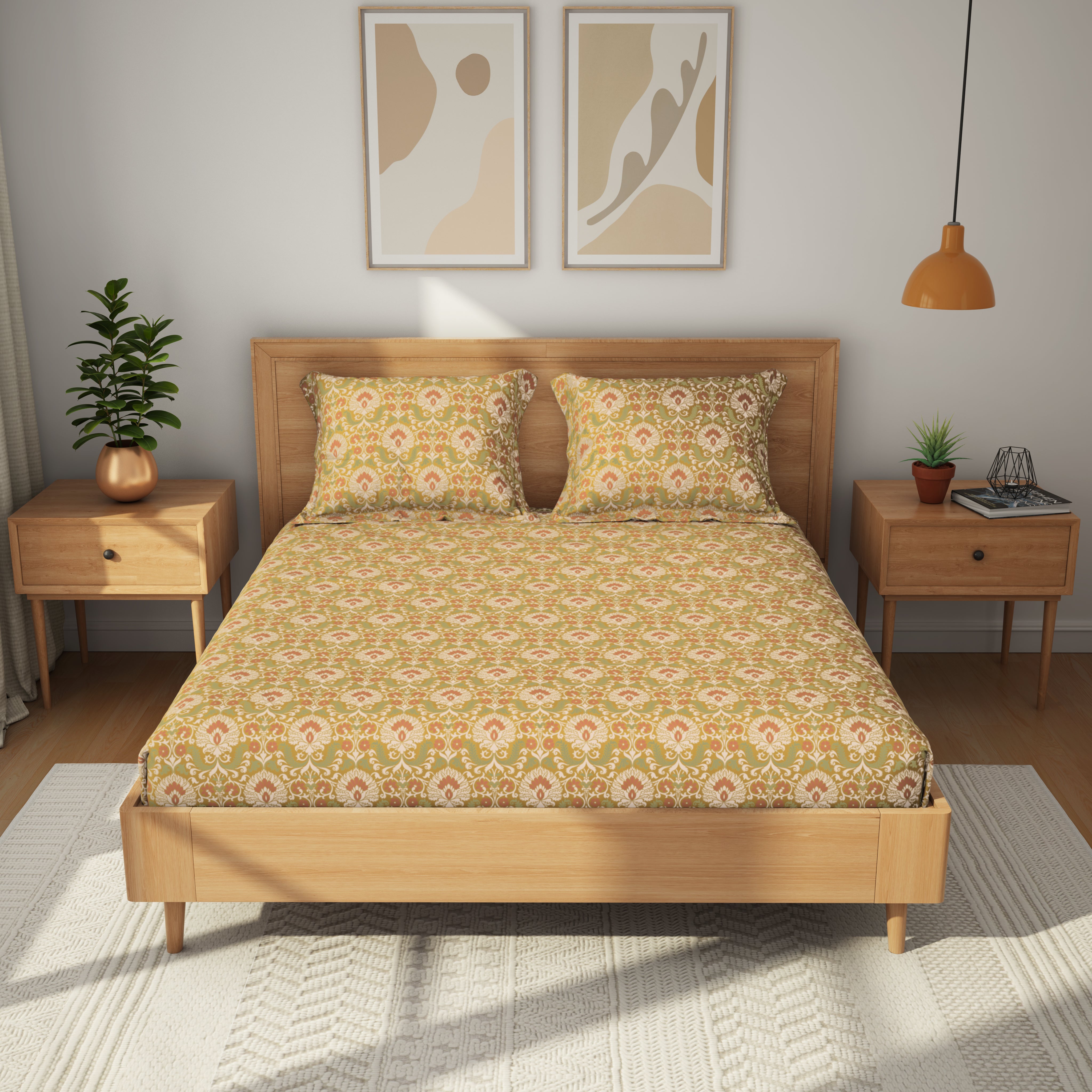 The Gifting Collection | King Bedsheet Set | 144 TC | Zari Kashi
