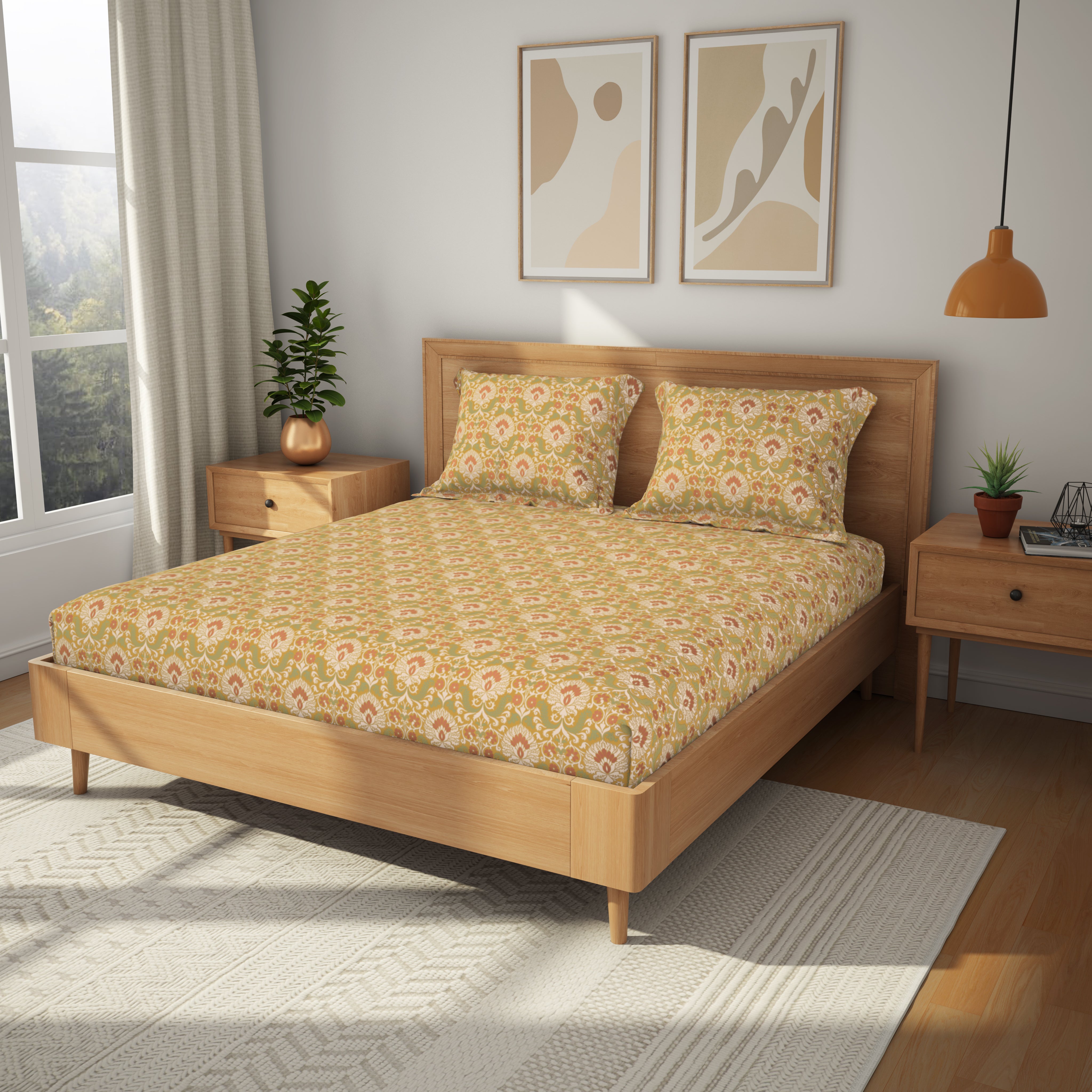 The Gifting Collection | King Bedsheet Set | 144 TC | Zari Kashi