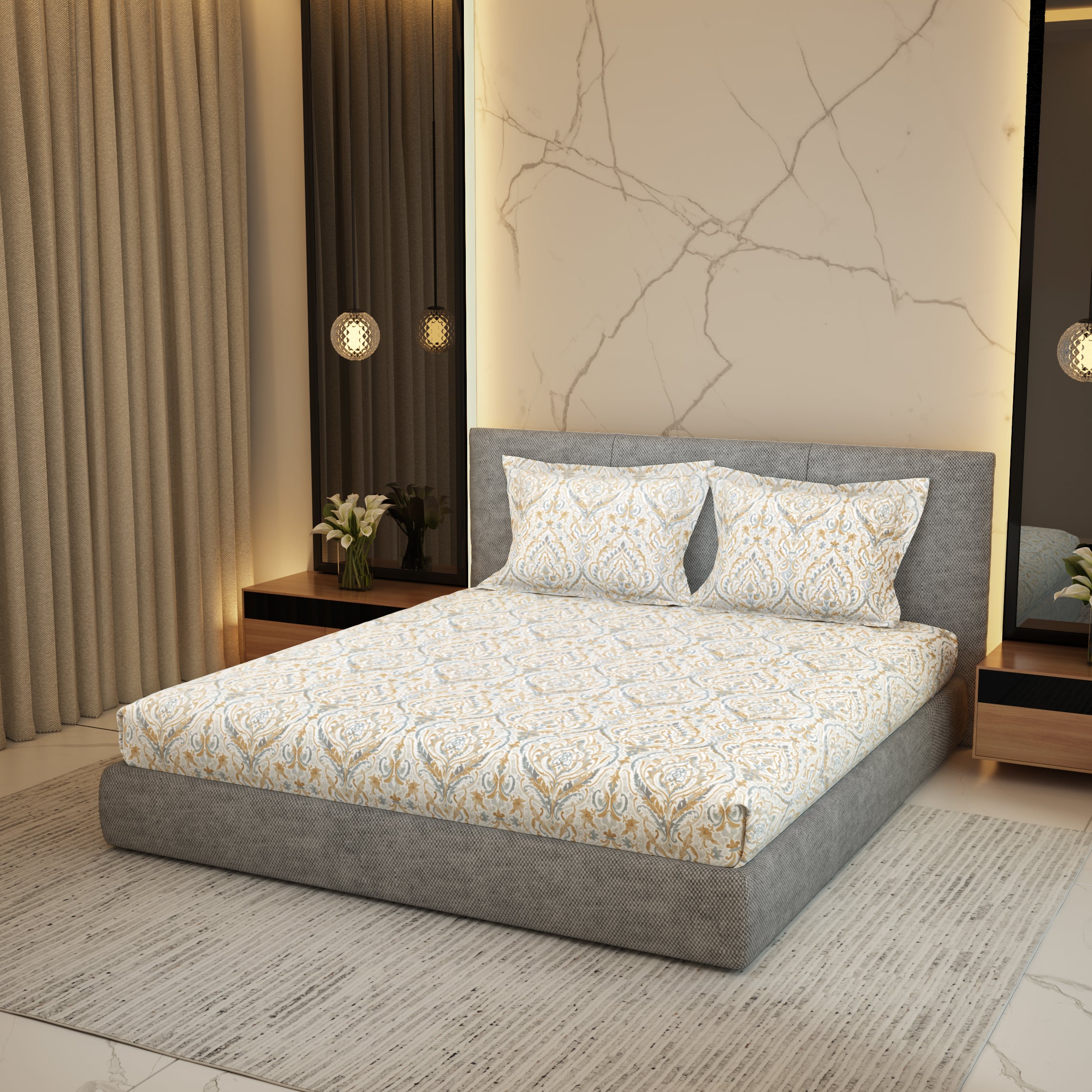 The Gifting Collection | King Bedsheet Set (1+2) | 300 TC | Zeenat