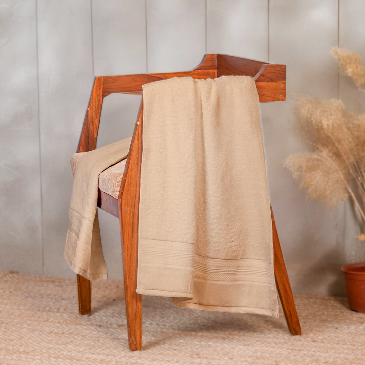 Bamboo Cotton|Bath Towel|600 GSM - Golden Beige - By Himeya