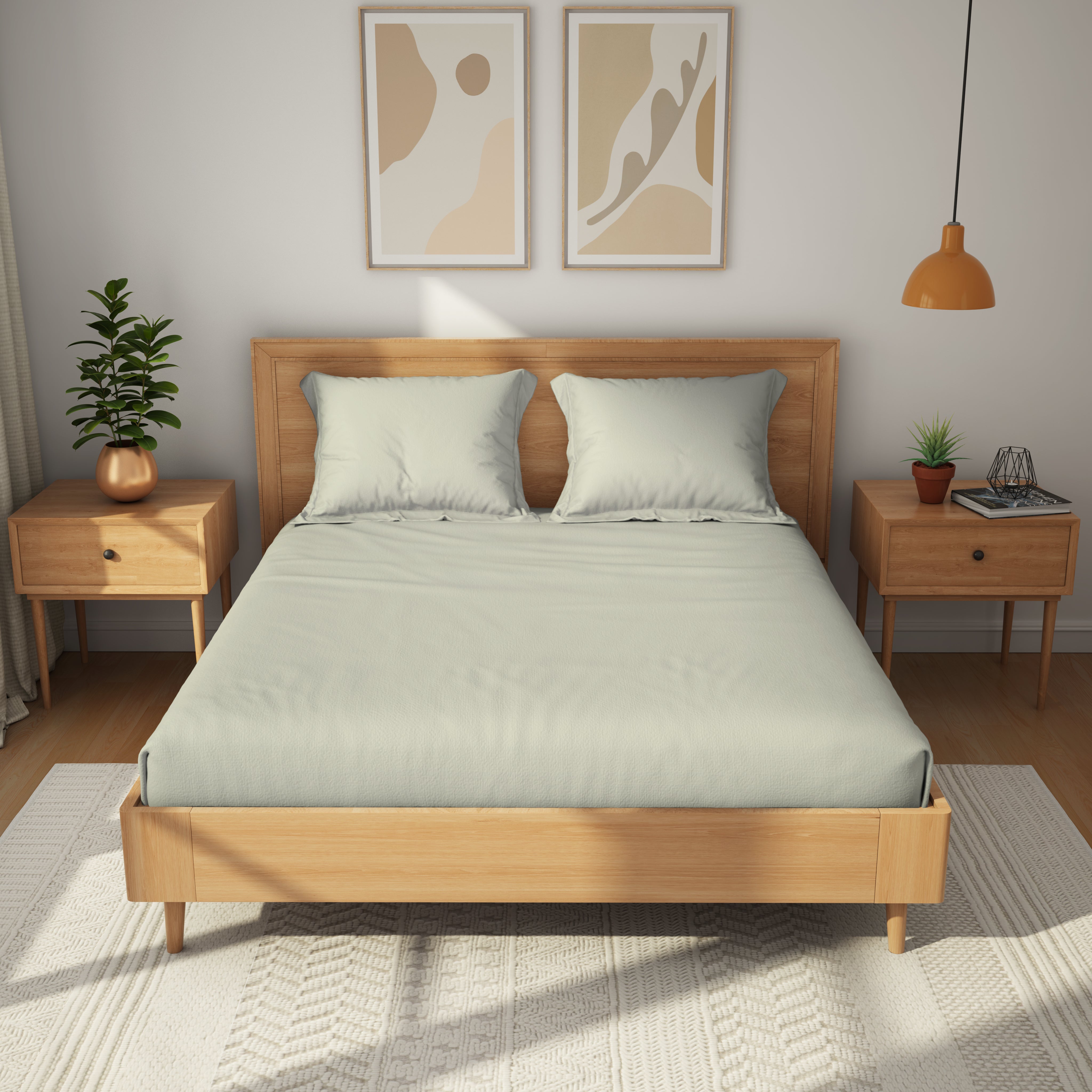 Exclusive Collection, Color Corner  | Printed Double Bedsheet Set | 150 TC Cotton - Pebble Grey by Himeya