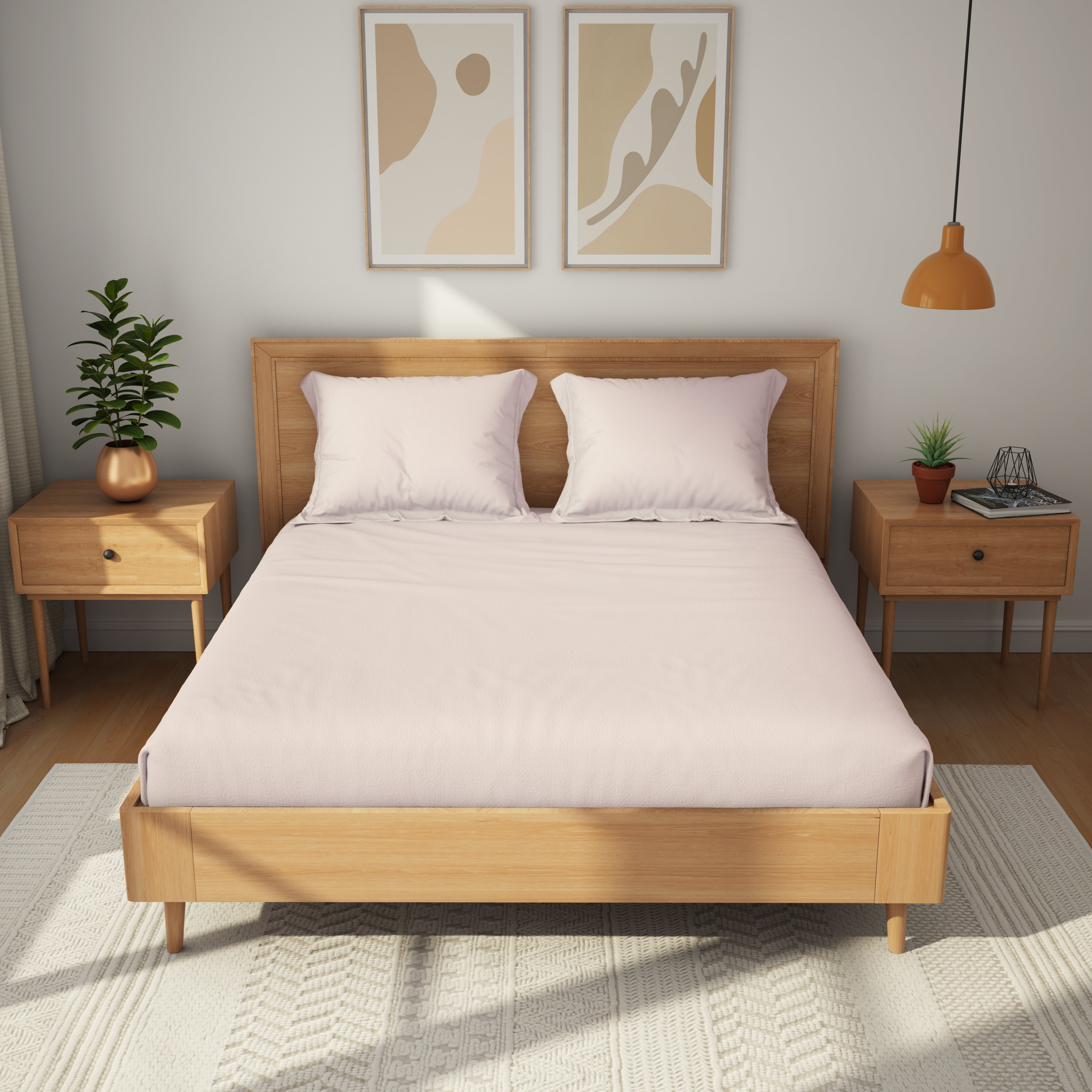 Exclusive Collection, Color Corner  | Printed Double Bedsheet Set | 152 TC Cotton - Cherry Blossom Pink by Himeya