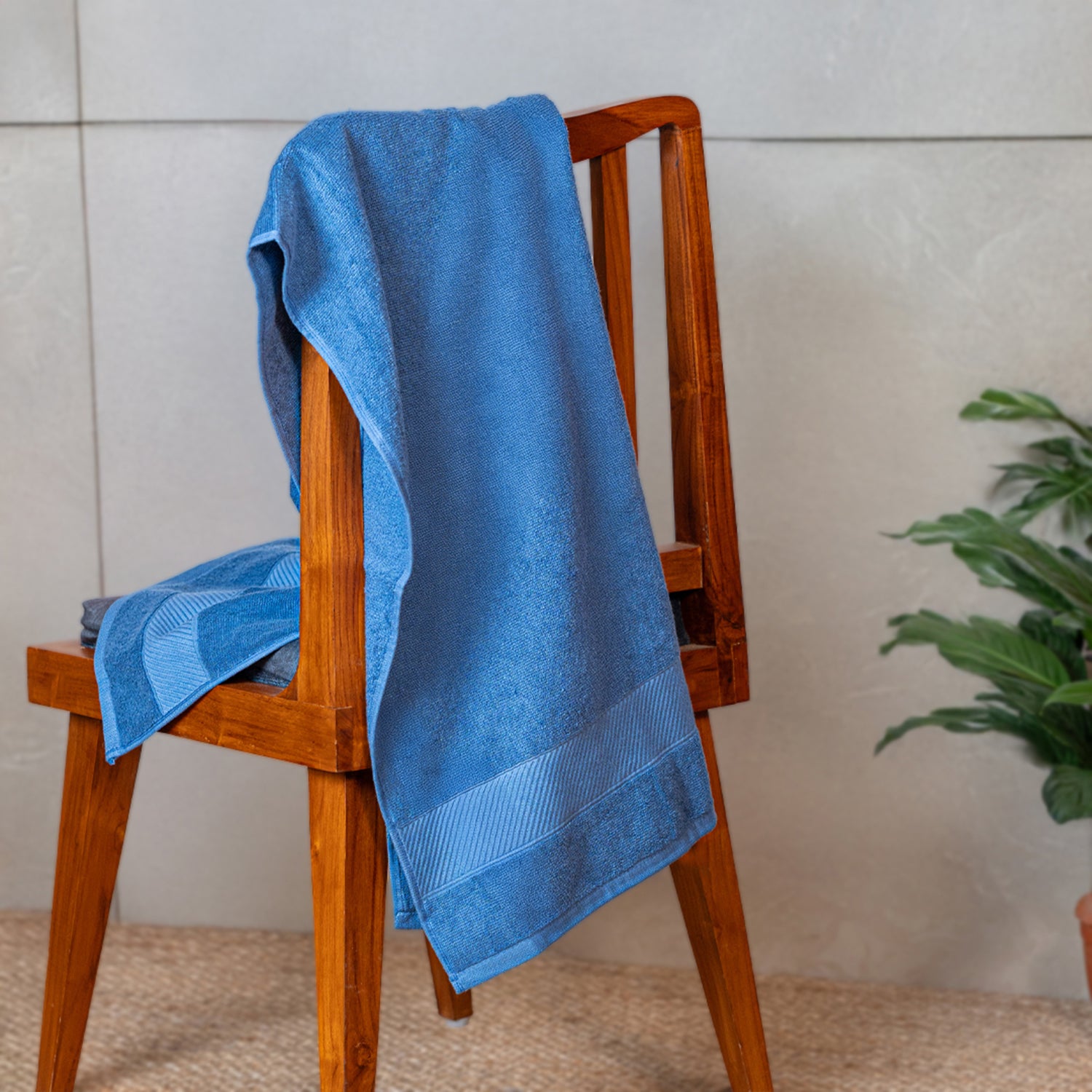 Bamboo Cotton|Bath Towel|400 GSM - Nautical Blue - By Himeya