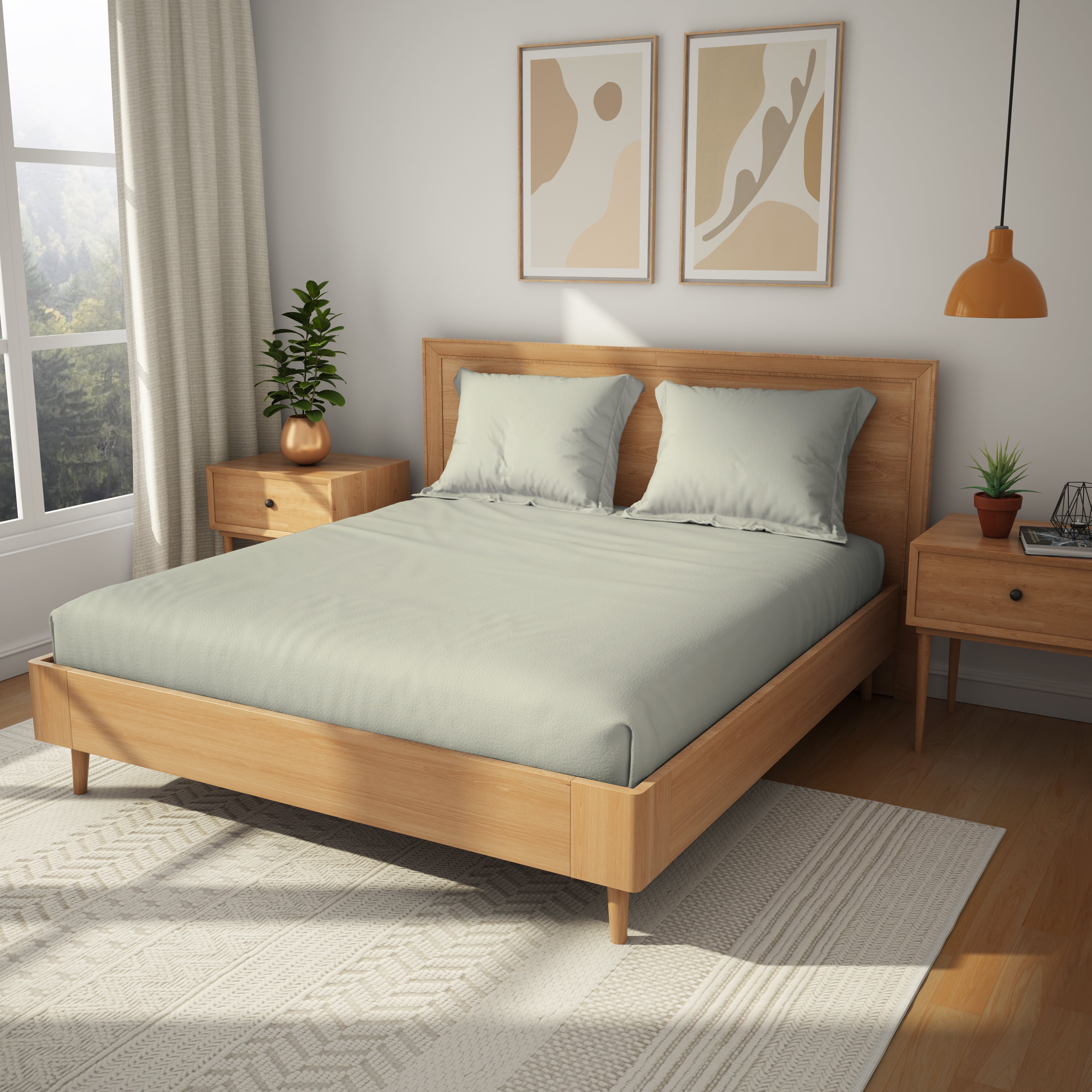 Exclusive Collection, Color Corner  | Printed Double Bedsheet Set | 150 TC Cotton - Pebble Grey by Himeya