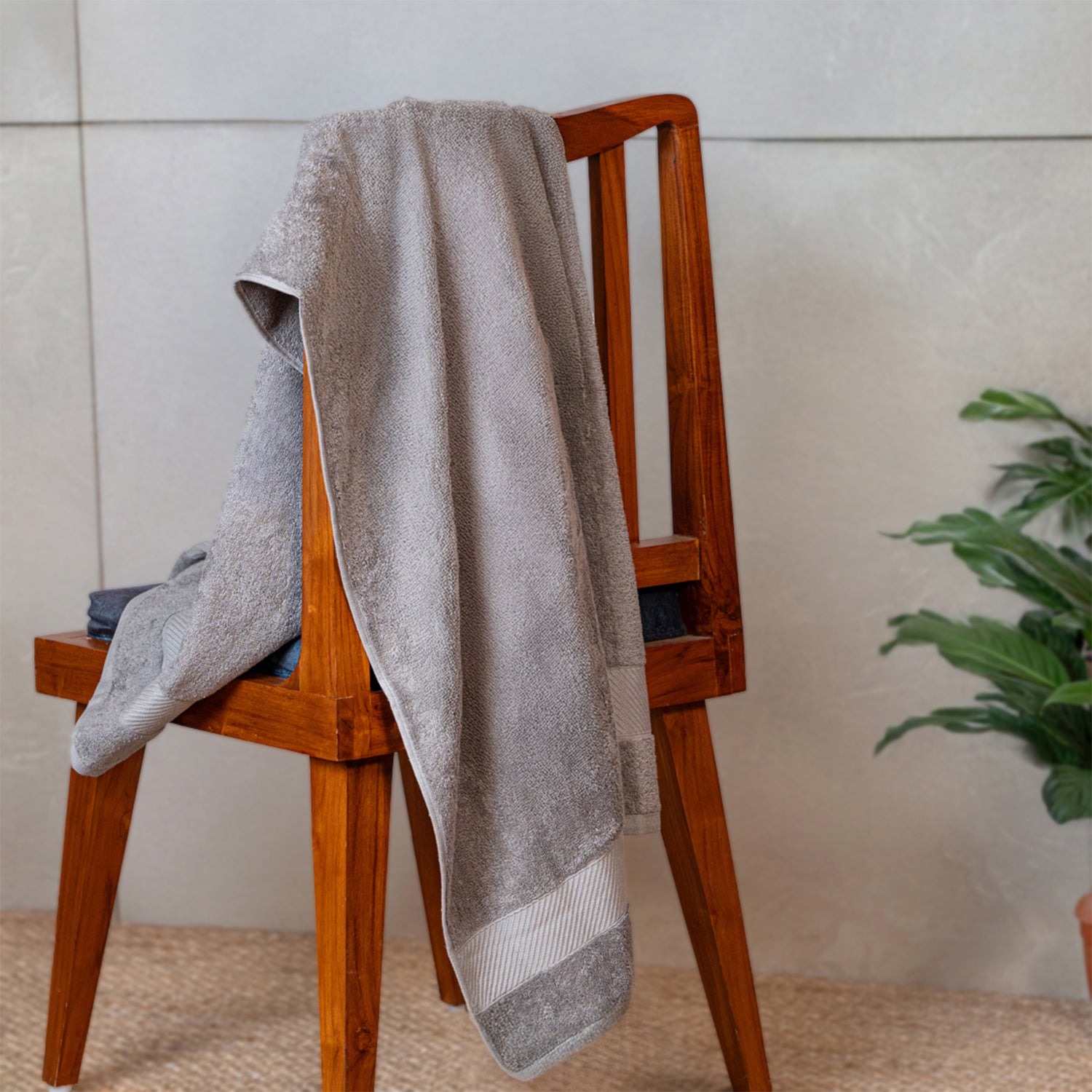 Bamboo Cotton|Bath Towel|400 GSM - Steel Grey - By Himeya